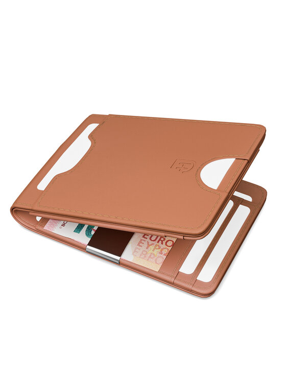 James Hawk James Hawk Mały Portfel Męski Męski skórzany portfel slim z RFID Brązowy