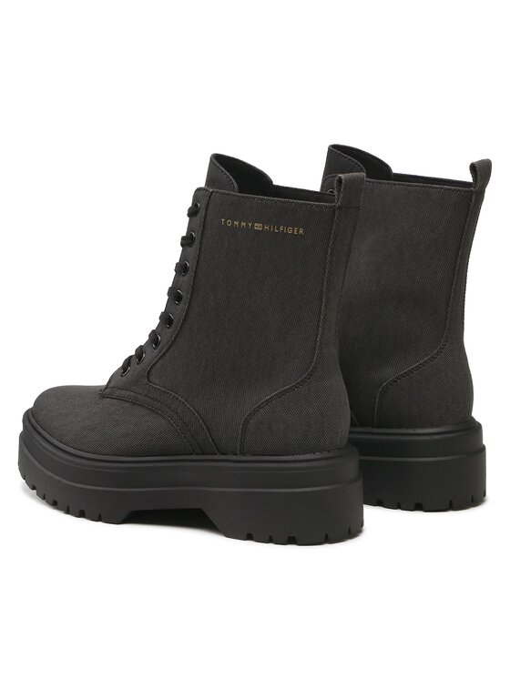 Tommy Hilfiger Tommy Hilfiger Trapper stila apavi Feminine Essential Canvas FW0FW07357 Melns