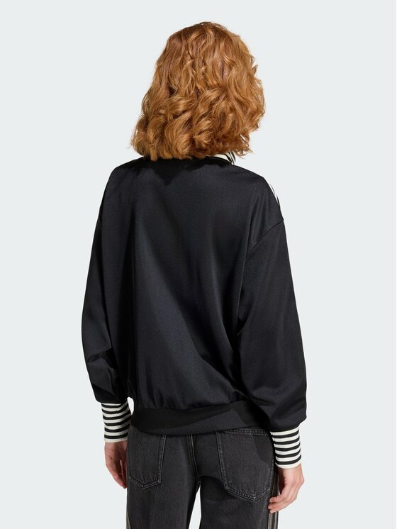 adidas adidas Bluza VINTAGE BB TT STRIPED RIB Czarny Regular Fit