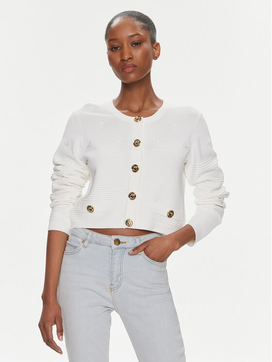 PINKO Pinko Kardigan Ciliegio 102881 A1LK Bílá Regular Fit