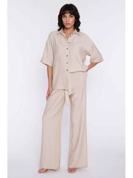 NIFE NIFE Kalhoty z materiálu SD135 Béžová Modern Relaxed Fit