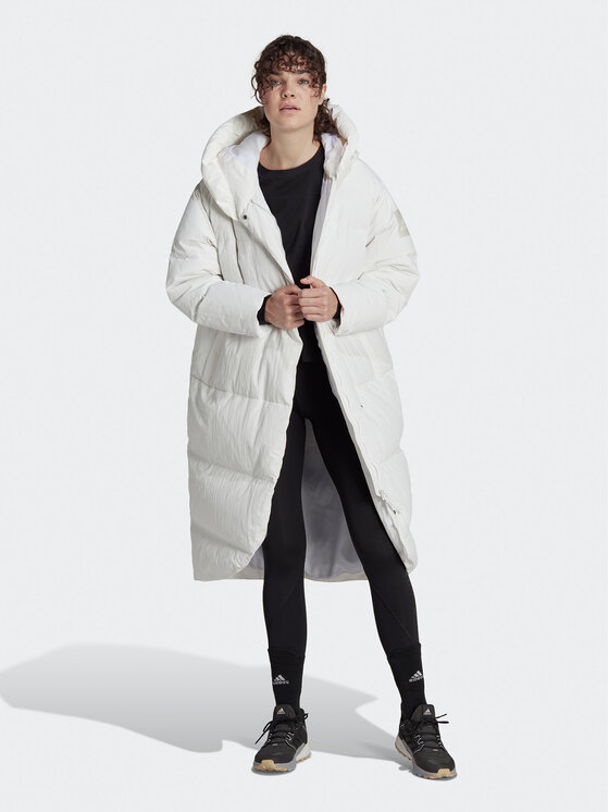 adidas adidas Vatovaná bunda Big Baffle Down Coat HN9939 Biela Loose Fit