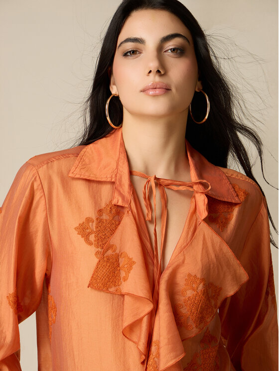 Oltre Oltre Blusa 2012J000777N017 Arancione Regular Fit