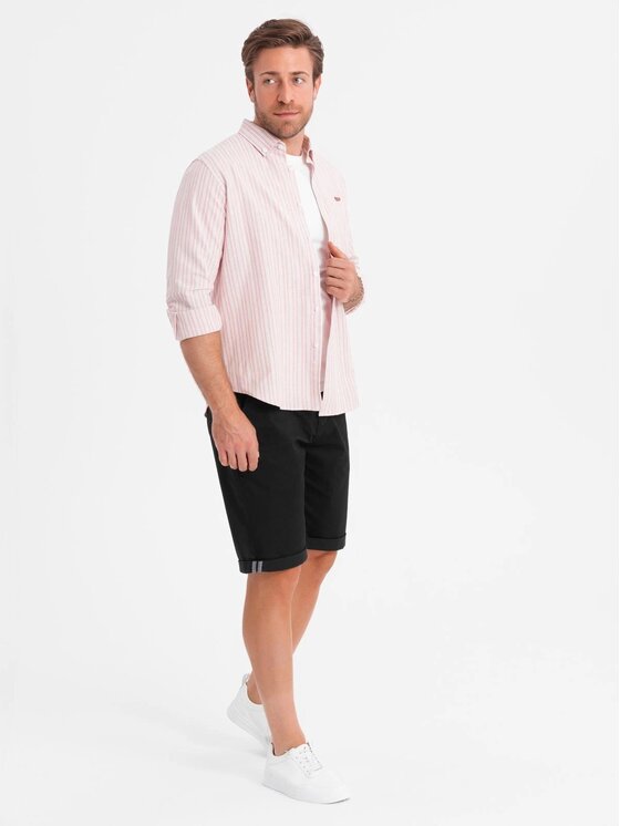 Ombre Ombre Szorty materiałowe OM-SRCS-0197 Czarny Regular Fit
