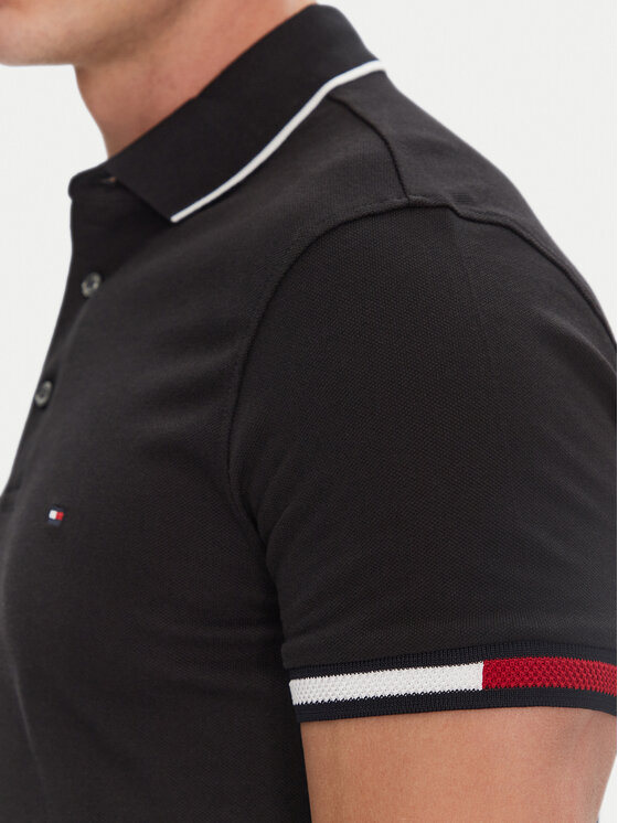 Tommy Hilfiger Tommy Hilfiger Polo Flag Cuff MW0MW38458 Crna Slim Fit