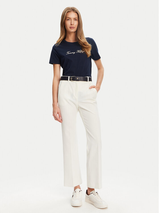 Tommy Hilfiger Tommy Hilfiger T-Shirt Script WW0WW47210 Granatowy Regular Fit