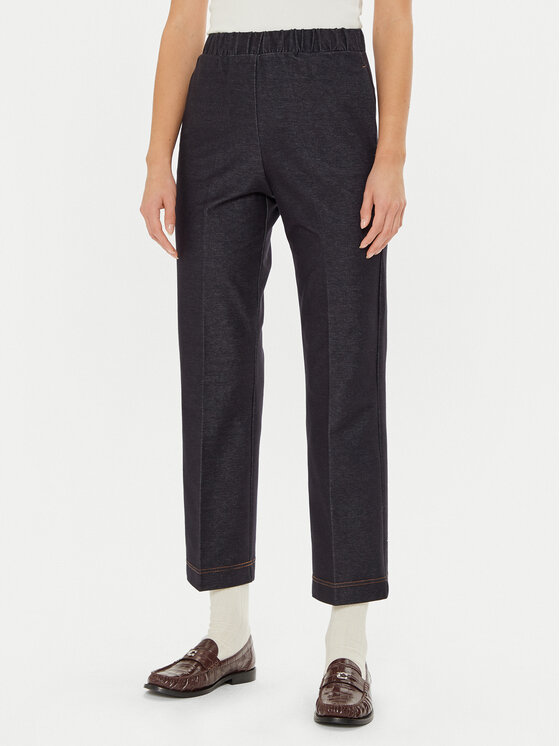Max Mara Leisure Bavlnené nohavice Quiete 2426786048600 Tmavomodrá Regular Fit