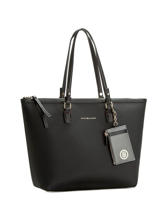 Tommy Hilfiger Handtasche Love Tommy Reversible Med Tote Logo AW0AW03412 Schwarz Modivo