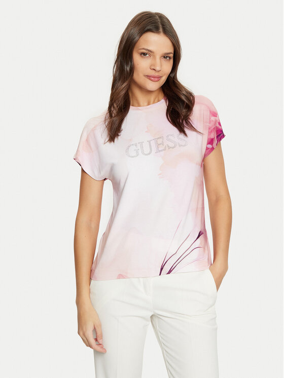 Guess T-shirt W5RI09 K68D2 Ružičasta Regular Fit