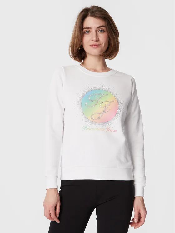 Fracomina Sweatshirt FP23ST9015F400N5 Weiß Regular Fit