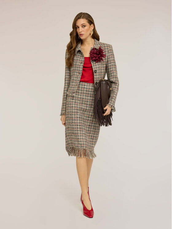 Motivi Motivi Gonna midi 1061Q001241N0V2 Crema Slim Fit