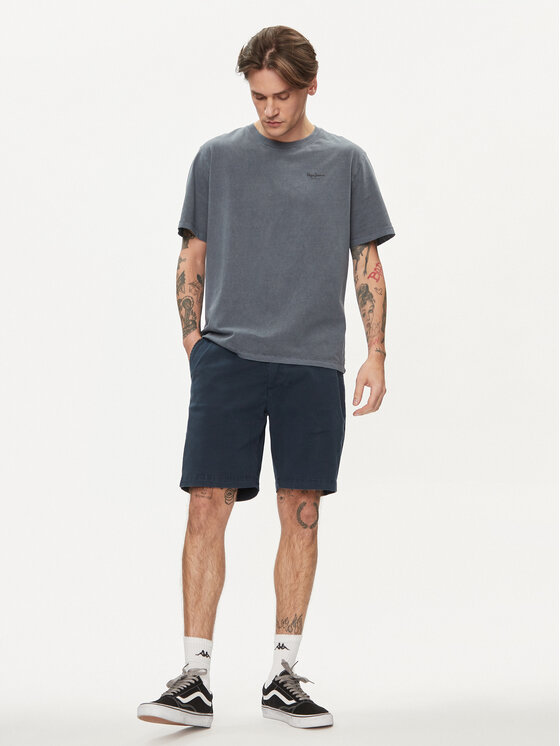 Pepe Jeans Pepe Jeans Šortky z materiálu Regular Chino Short PM801092 Tmavomodrá Regular Fit