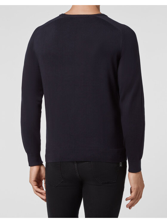PHILIPP PLEIN PHILIPP PLEIN Sweter 10417 Granatowy Regular Fit