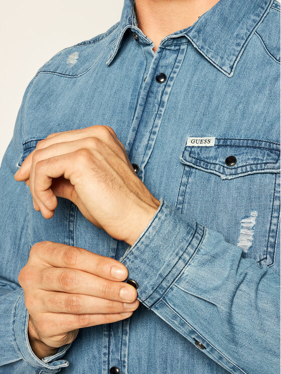 Guess Guess Marškiniai Truckee M0YH02 D14LM Mėlyna Regular Fit