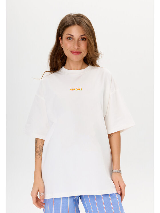 Mirons Mirons T-Shirt Print Biały Oversize