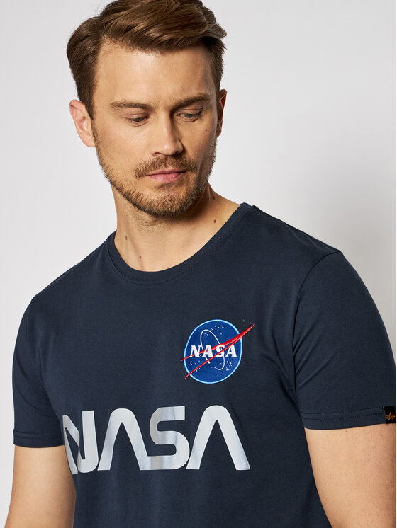 Alpha Industries T Shirt Nasa Reflective 178501 Granatowy Regular Fit