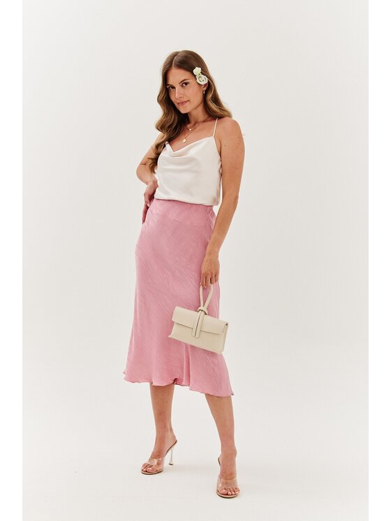 NAOKO NAOKO Midi sukně Rosewater Breeze Růžová Regular Fit