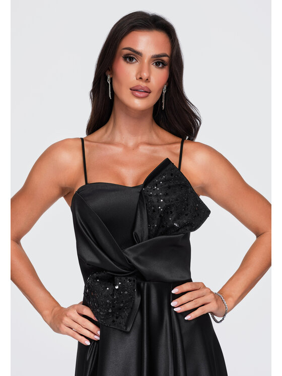 Ombre Ombre Sukienka wieczorowa LA-OM-DLR470 Czarny Regular Fit