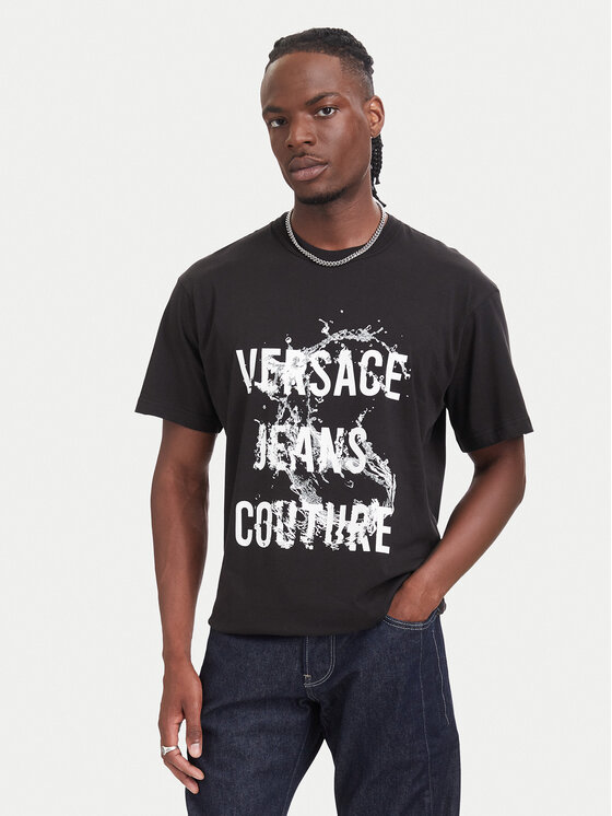Versace Jeans Couture Versace Jeans Couture Marškinėliai 80GAHC01 CJ01C Juoda Regular Fit