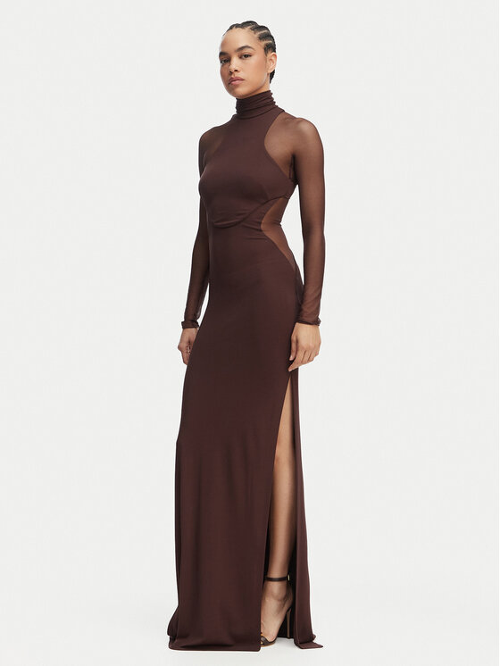 Elisabetta Franchi Elisabetta Franchi Večerní šaty AB-R22-62E2-V600 Hnědá Slim Fit
