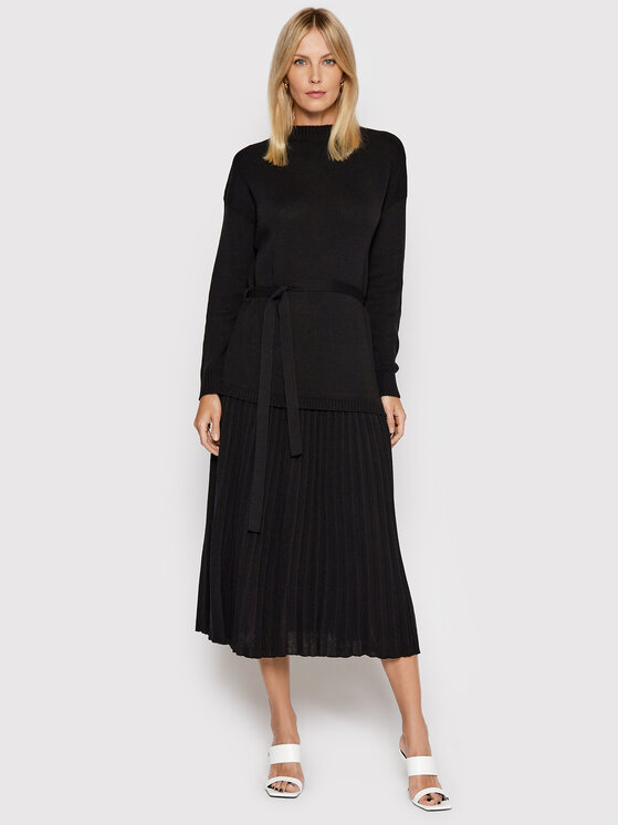 Rinascimento Rinascimento Трикотажна сукня CFM0010543003 Чорний Relaxed Fit