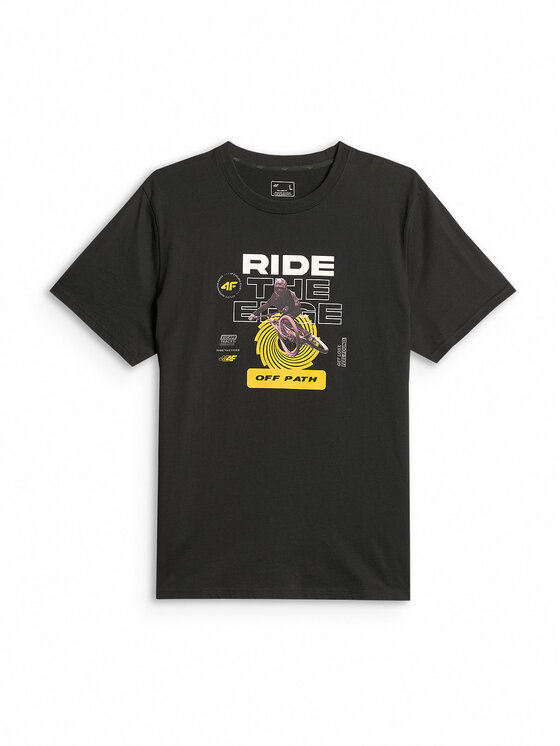 4F 4F T-Shirt WHEEL & WAVE Czarny Relaxed Fit