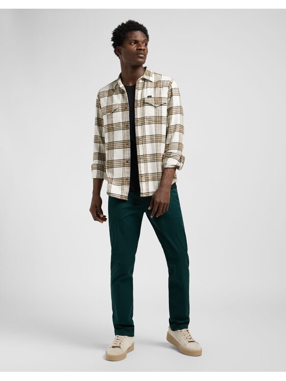Lee Lee Jeansy CHINO REGULAR Zielony Straight Fit