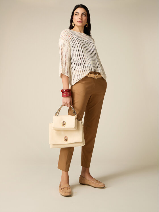 Oltre Oltre Pantaloni di tessuto P02CR009296N022 Crema Boy Fit