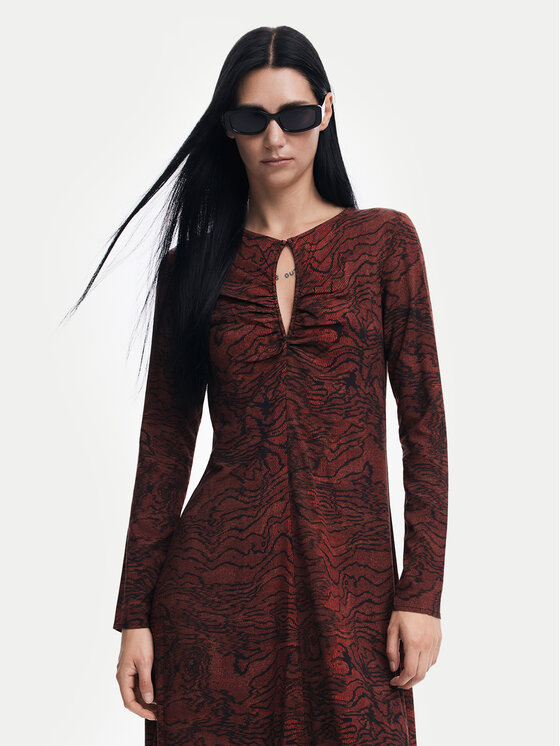 Desigual Desigual Každodenní šaty Las Vegas 24WWVW56 Hnědá Regular Fit