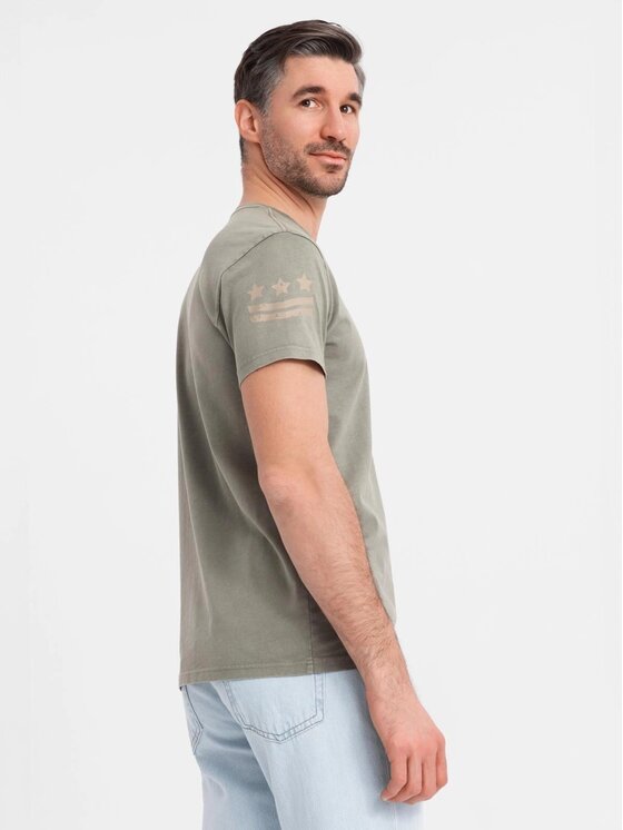Ombre Ombre T-Shirt OM-TSWT-0202 Zielony Regular Fit
