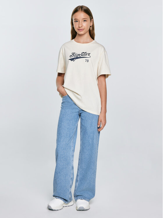 BIG STAR BIG STAR T-Shirt EMILLIA Kremowy Oversize
