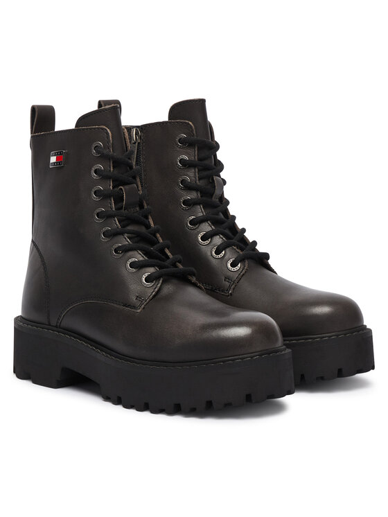Tommy Jeans Tommy Jeans Trapery Tjw Platform Brushed Lth Boots EN0EN03141 Czarny