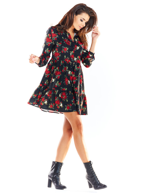 Awama Awama Vestito chemisier A326 Nero Basic Fit