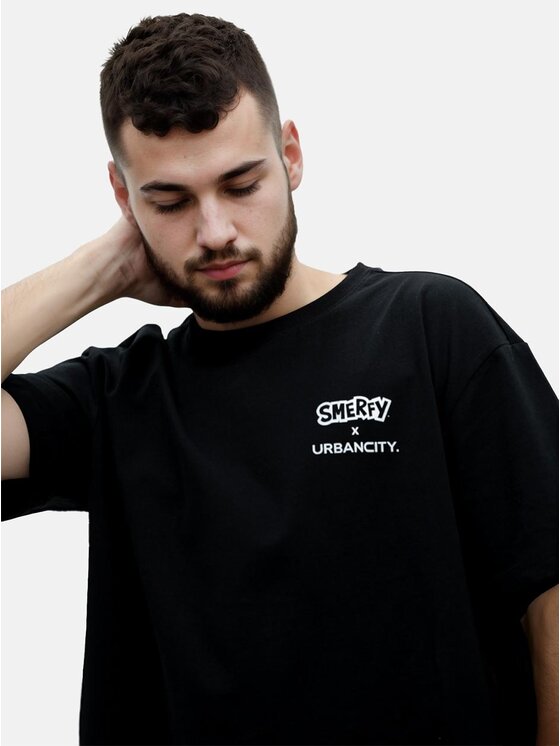 Smerfy Smerfy T-Shirt Koszulka Z Krótkim Rękawem Oversize Męska Czarna Smerfy Ważniak Boss L Biały Oversize