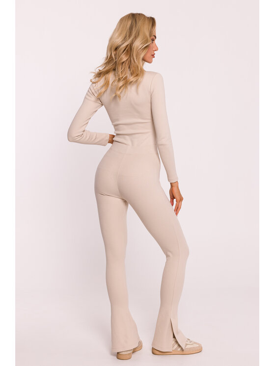 Made of Emotion Made of Emotion Spodnie materiałowe M816 Beżowy Active Fit