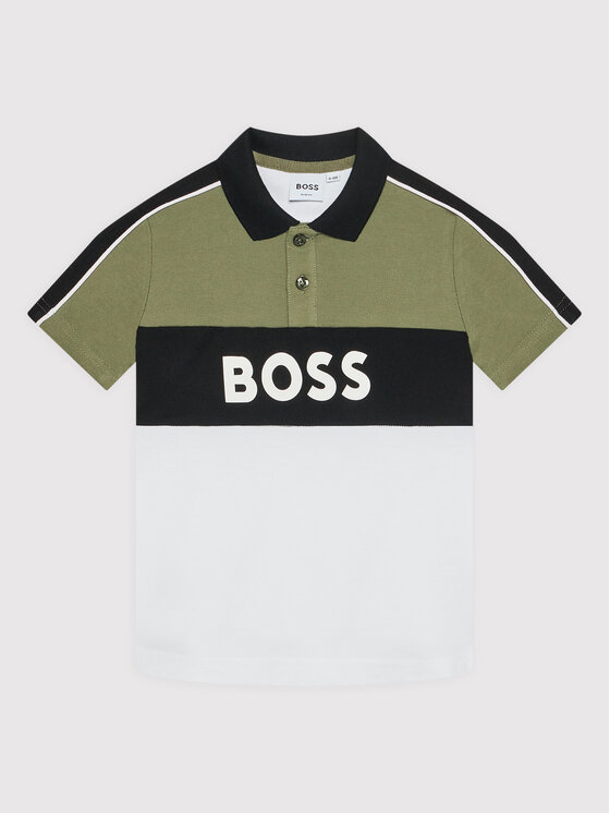 Тениска с яка и копчета Boss