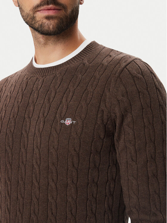 Gant Gant Sweter 8050601 Brązowy ciemny Regular Fit