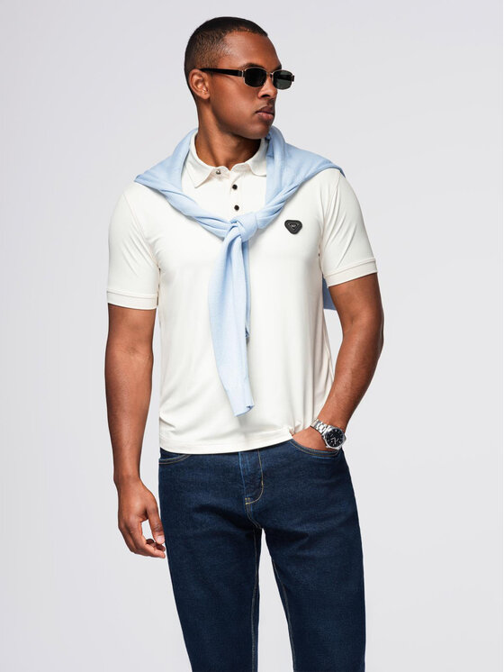 Ombre Ombre Polo OM-POSS-0150 Biały Regular Fit