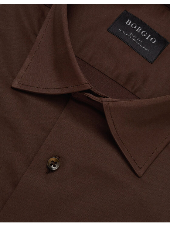 Borgio Borgio Koszula lumia Brązowy Slim Fit