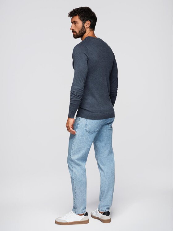 Ombre Ombre Sweter OM-SWBS-0106 Niebieski Regular Fit