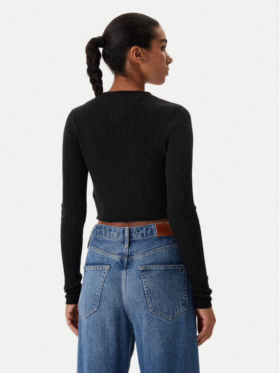 Tommy Jeans Tommy Jeans Kardigan DW0DW22023 Černá Slim Fit