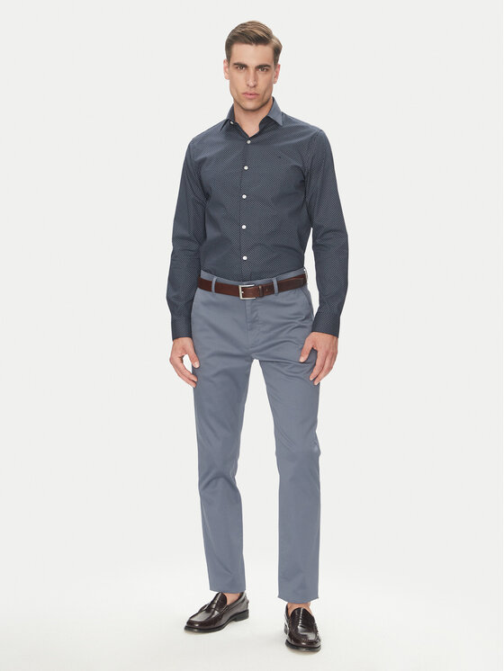 Calvin Klein Calvin Klein Koszula LV019EU005 Granatowy Slim Fit
