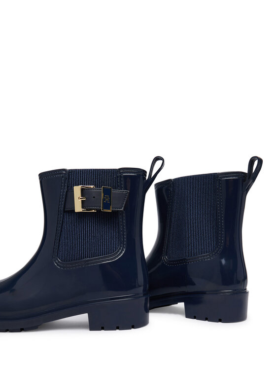 Tommy Hilfiger Tommy Hilfiger Гумени ботуши Th Buckle Glossy Ankle Rain Boot FW0FW09543 Тъмносин