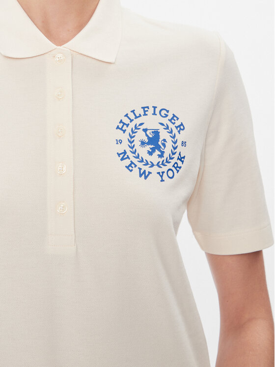Tommy Hilfiger Tommy Hilfiger Тениска с яка и копчета Reg Crest Emb Polo Ss WW0WW41061 Екрю Regular Fit
