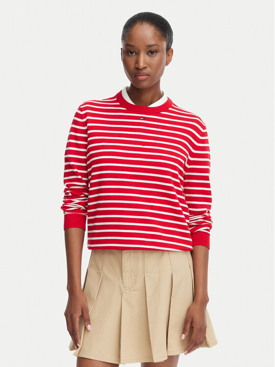 Tommy Jeans Pulover Essential DW0DW20159 Roșu Regular Fit