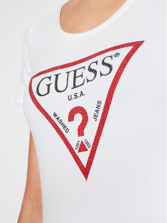 Guess Guess Tričko Basic Triangle W83I17 K6YW0 Biela Slim Fit