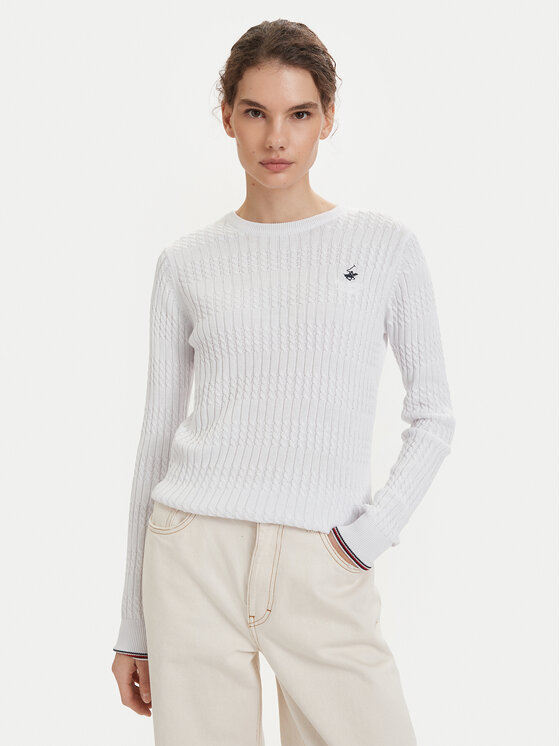Beverly Hills Polo Club Pulover P-SS26W-M537390 Alb Regular Fit