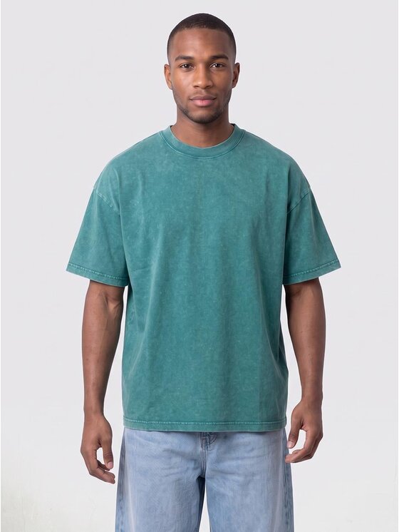 Urban City Urban City T-Shirt Szeroka luźna sprana acid wash 132840 Zielony Oversize