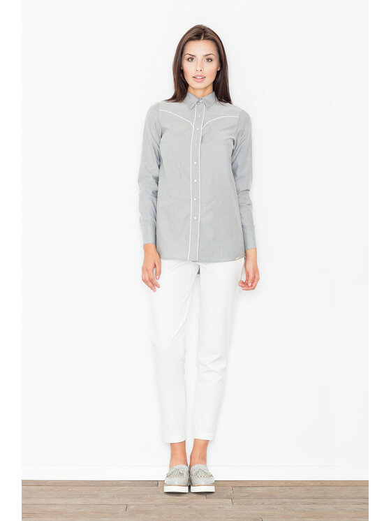 FIGL FIGL Koszula M492 Szary Regular Fit