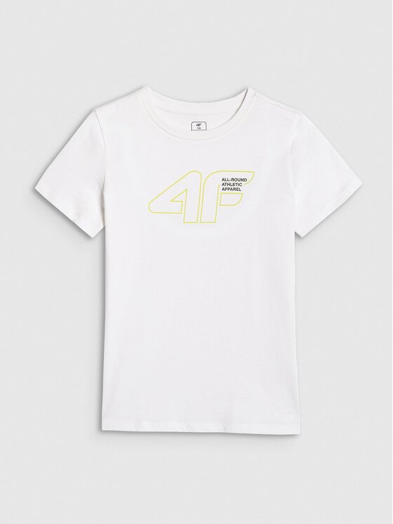 4F 4F T-Shirt 4FJWAW25TTSHM2417-10S Λευκό Regular Fit